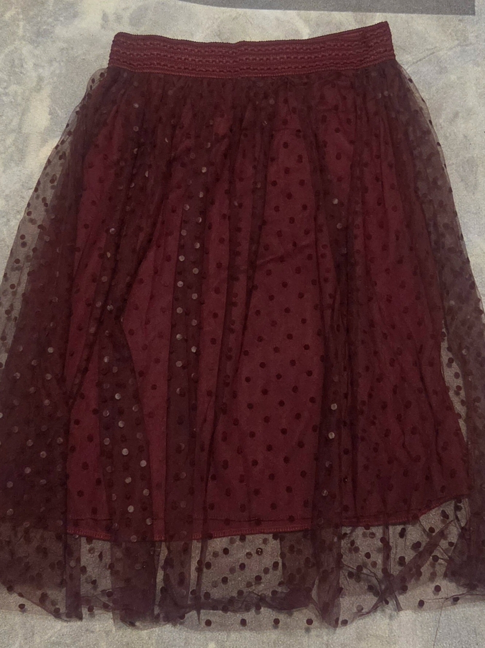 Metro Wear Burgundy Polka Dot Tulle Skirt